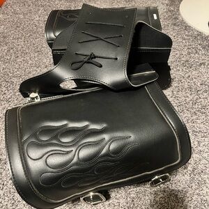 New never used motorcycle saddlebags leather